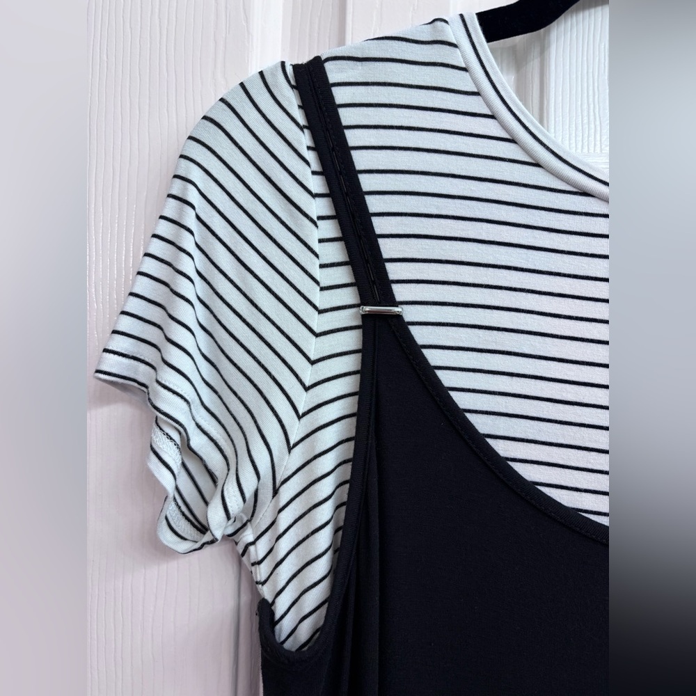 Calvin Klein Black Knit Slip Midi Dress Scoop Neck Stretch Rayon - Picture 6 of 16